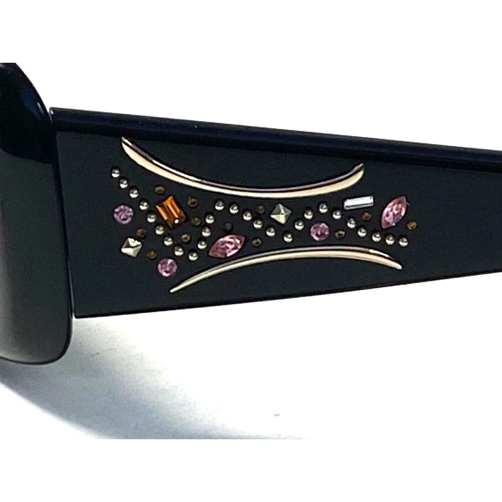 SAKS 5TH AVENUE Women's Black Eyeglass FRAMES ONLY Gold Crystals Bejeweled Sun